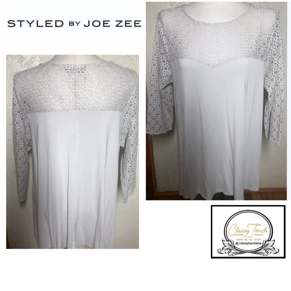 Joe Zee New Off White Lace Knit Top Size L